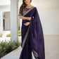 Lorenvalley Fashion Purple Rangoli Silk with Coding Sequence and Multi Lace Work Saree with Blouse - Swadesiicart
