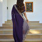Lorenvalley Fashion Purple Rangoli Silk with Coding Sequence and Multi Lace Work Saree with Blouse - Swadesiicart