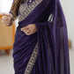 Lorenvalley Fashion Purple Rangoli Silk with Coding Sequence and Multi Lace Work Saree with Blouse - Swadesiicart