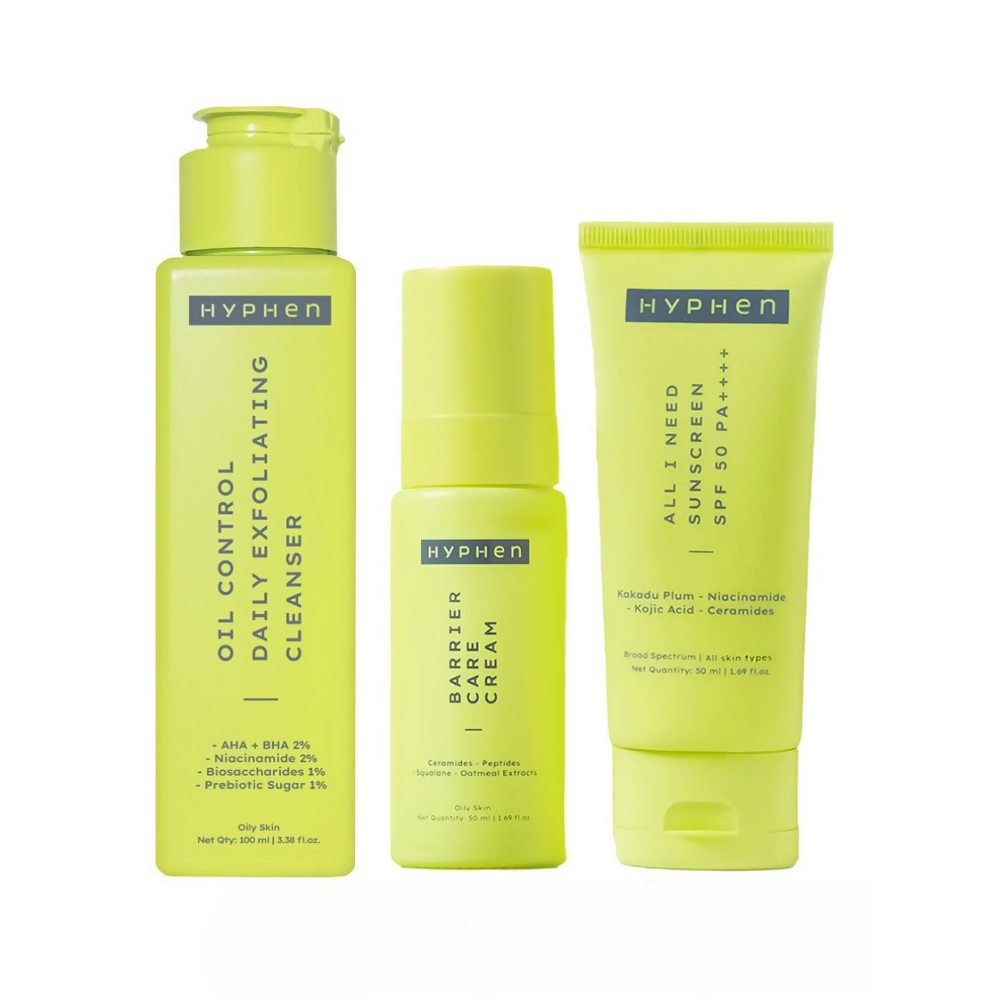 Hyphen By Kriti Sanon CMS (Cleanser, Moisturizer, Sunscreen) Combo Oil to Dry Skin | Swadesiicart