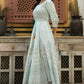 Juniper Women's Skyblue Viscose Shantoon Festive Printed Flared Dress | Swadesiicart