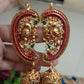 Jewel City Antique Gold Peacock Temple Jhumka Earrings Ruby & Emerald Traditional Earrings Handcrafted South Indian Bridal Jewelry | Swadesiicart