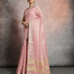Vishnu Weaves Women's Pink Tissue Linen Zari Woven Saree with Blouse - Swadesiicart
