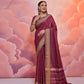 Vishnu Weaves Women's Maroon Cotton Self Weaving Saree with Blouse - Swadesiicart