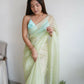 Vamsee Sheetal Green Organza Saree - Swadesiicart