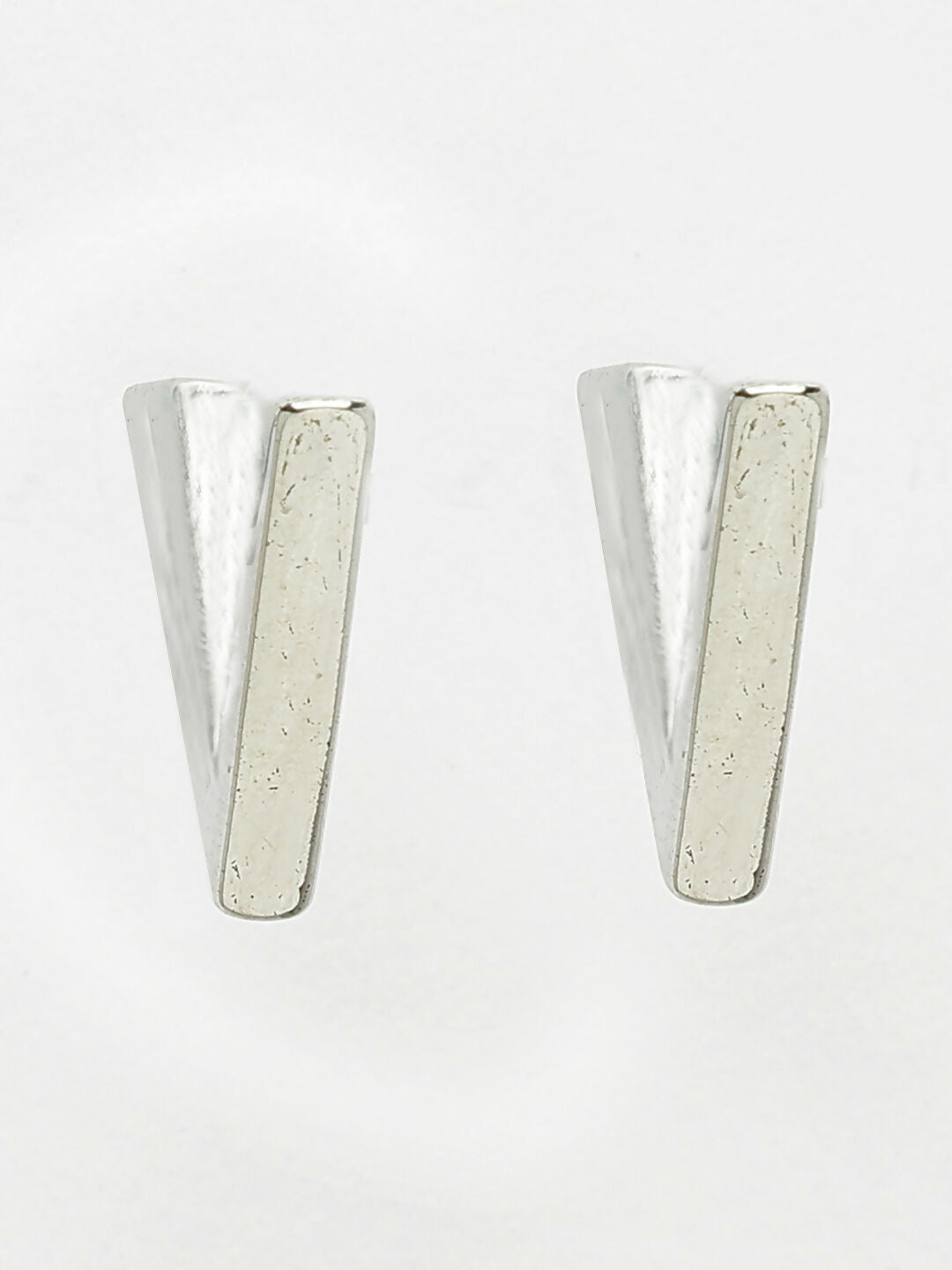 NVR Men's Set of 3 Multicolor Rhodium-Plated Geometric Shape Stainless Steel Studs Earring | Swadesiicart