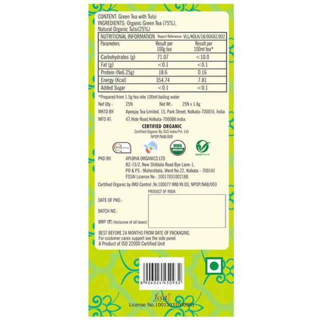 Typhoo Supporting Tulsi Green Tea Bags - Swadesiicart