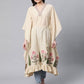 Ahalyaa Women Beige Pure Cotton Floral Printed Kaftan Kurta | Swadesiicart
