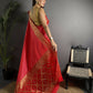 Joban Fashion Red Banarasi Cotton Silk Woven Saree | Swadesiicart