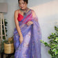 Vamsee Blue Organza Saree - Swadesiicart