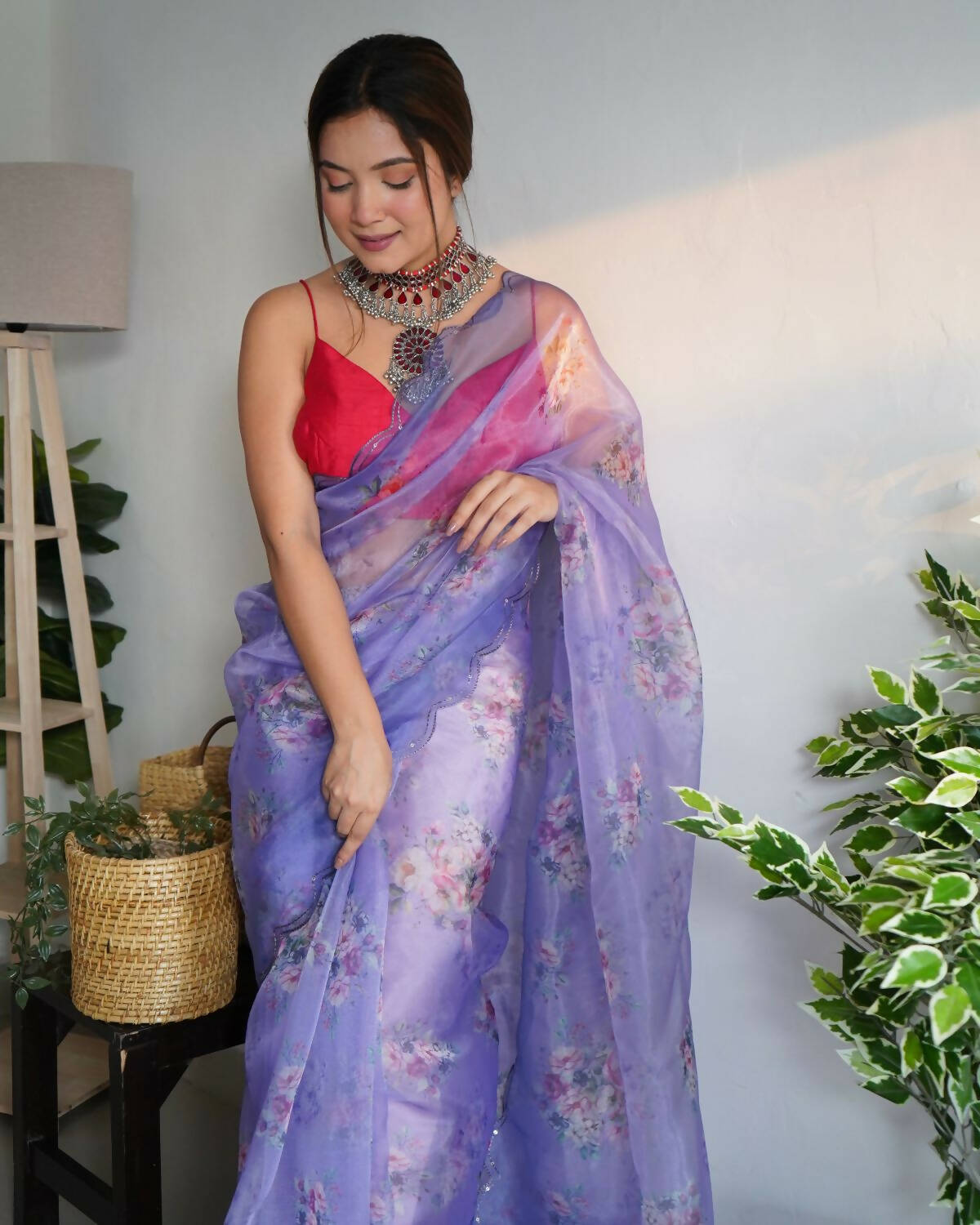 Vamsee Blue Organza Saree - Swadesiicart