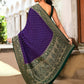 Joban Fashion Purple Crepe Chiffon Pure Handloom Banarasi Silk Saree | Swadesiicart