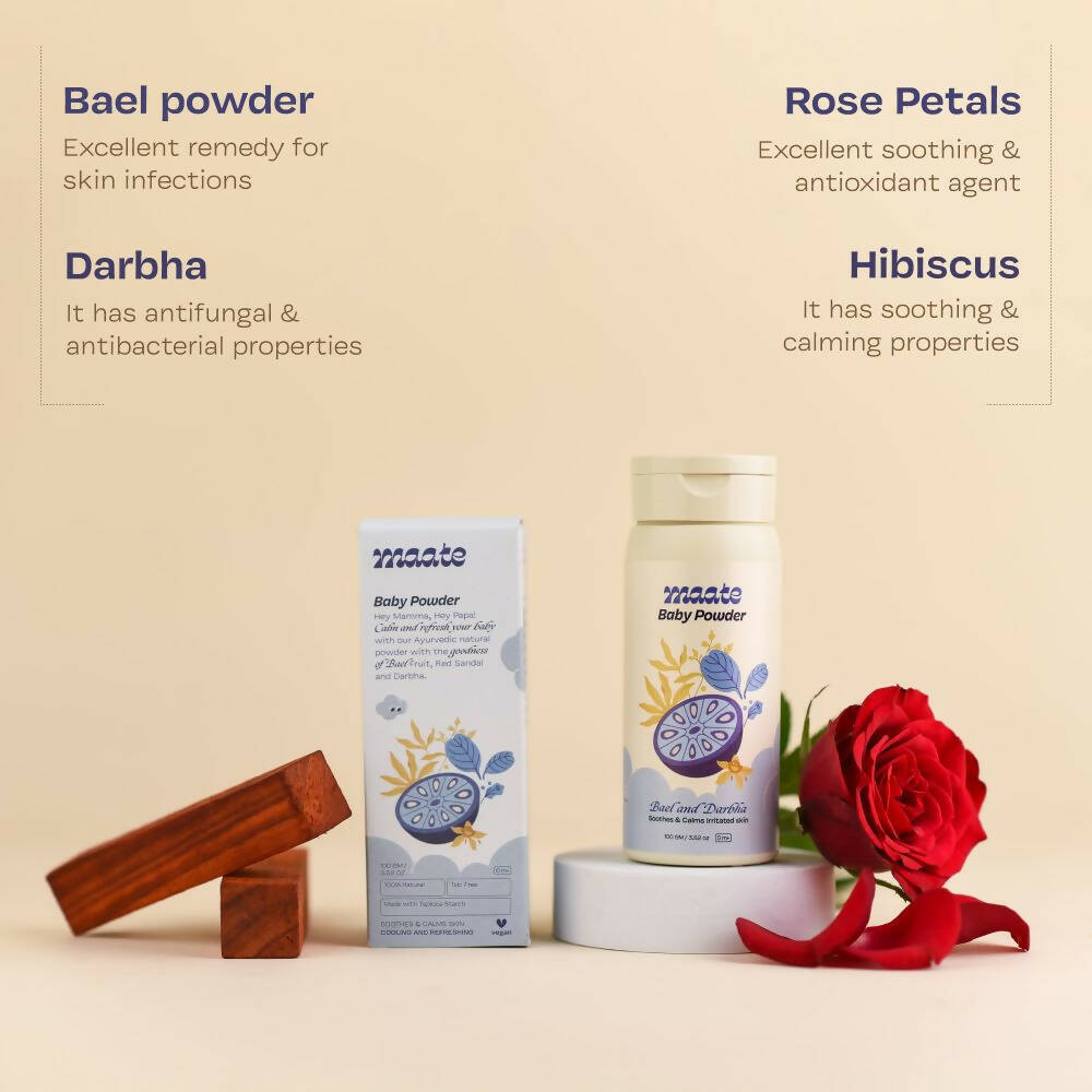 Maate Talc Free Natural & Ayurvedic Baby Powder - Swadesiicart