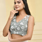 Amodini Designer Studio Teal Floral Sleeveless Padded Blouse