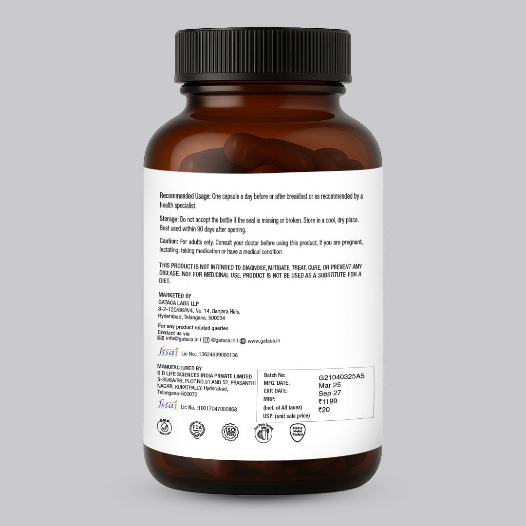 GATACA Apigenin - 50 mg Capsules for Better Sleep, More Focus, More Life | Swadesiicart