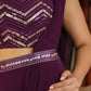 Janasya Purple Georgette Sequined Saree and Blouse | Swadesiicart