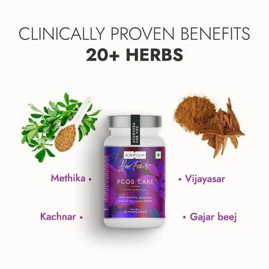 Kapiva Her Foods PCOS Care Tablets | Ayurvedic Hormonal Balance Supplement for Women - Swadesiicart