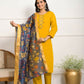 Festive Wear Ethnic YellowViscose Chanderi Stitched Suit With Dupatta - Tanisha | Swadesiicart