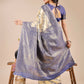 Astita Aura Silk Cream Navy Blue Banarasi Silk Saree | Swadesiicart