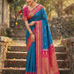 Anaita Blue Silk Woven Saree With Blouse