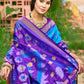 Anaita Aqua Blue Soft Silk Saree With Floral Printed Work With Blouse