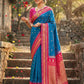 Anaita Blue Silk Woven Saree With Blouse