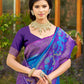 Anaita Aqua Blue Soft Silk Saree With Floral Printed Work With Blouse