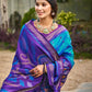 Anaita Aqua Blue Soft Silk Saree With Floral Printed Work With Blouse