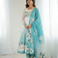 Lorenvalley Fashion Soft Organza Silk Front On Fancy Badla Jari Work Flower Position Print Outing Work Anarkali Kurta Pant With Dupatta Set - Swadesiicart