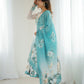Lorenvalley Fashion Soft Organza Silk Front On Fancy Badla Jari Work Flower Position Print Outing Work Anarkali Kurta Pant With Dupatta Set - Swadesiicart