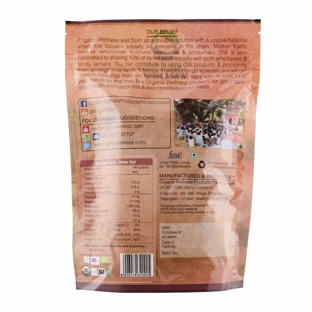 Organic Wellness Arhar Dal - Swadesiicart
