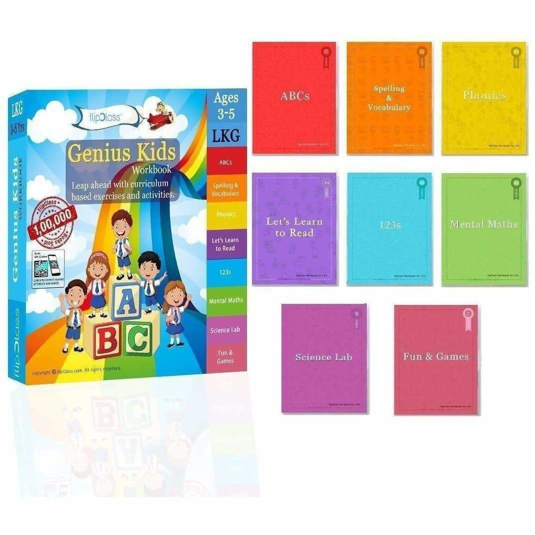 Genius Kids Worksheets for Lkg - Set of 8 Workbooks for LKG, KG-1 - Swadesiicart