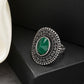 NVR Women's Green Silver-Toned German Silver Adjustable Finger Ring | Swadesiicart