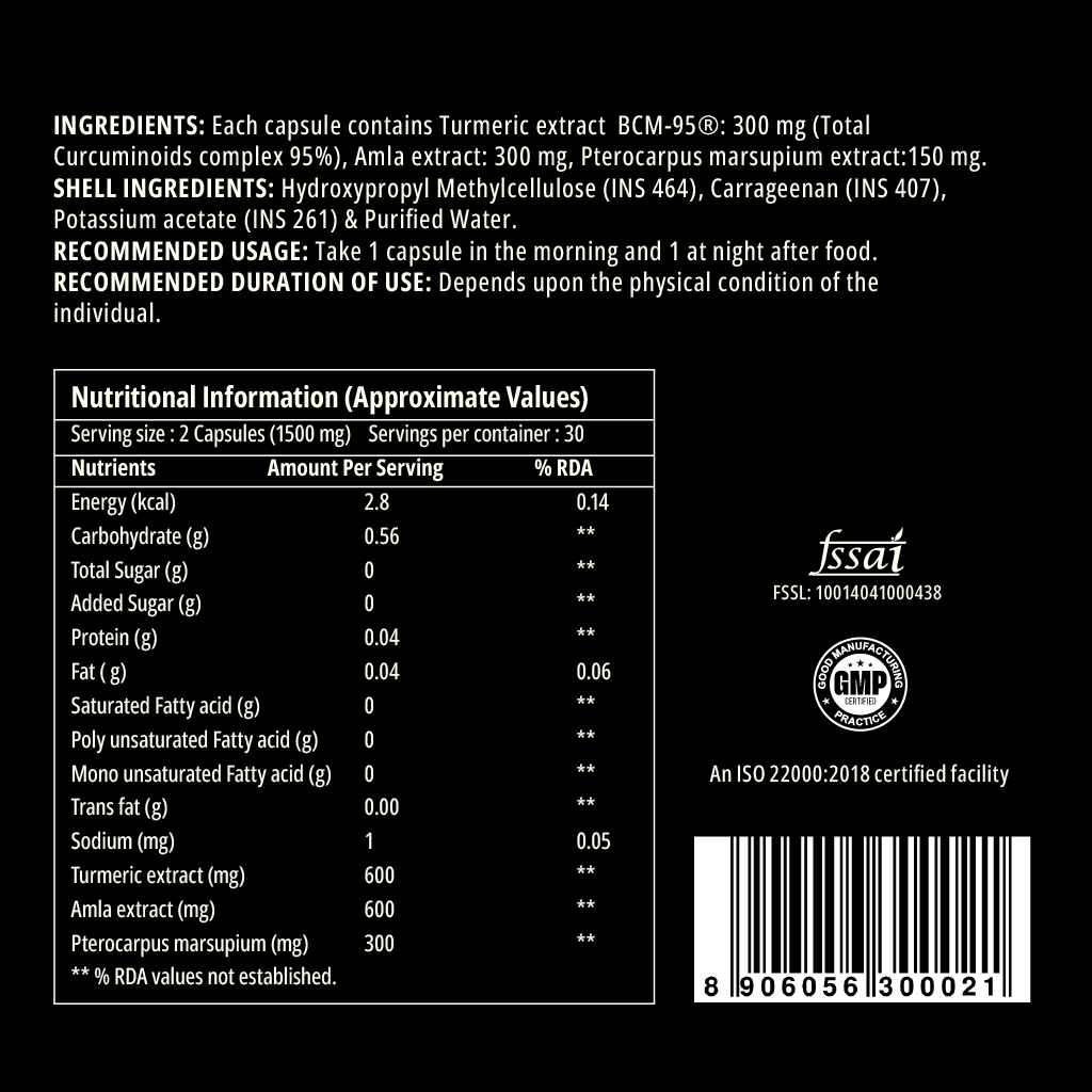 Curegarden Natural Gluco Balance Veg Capsules - Swadesiicart