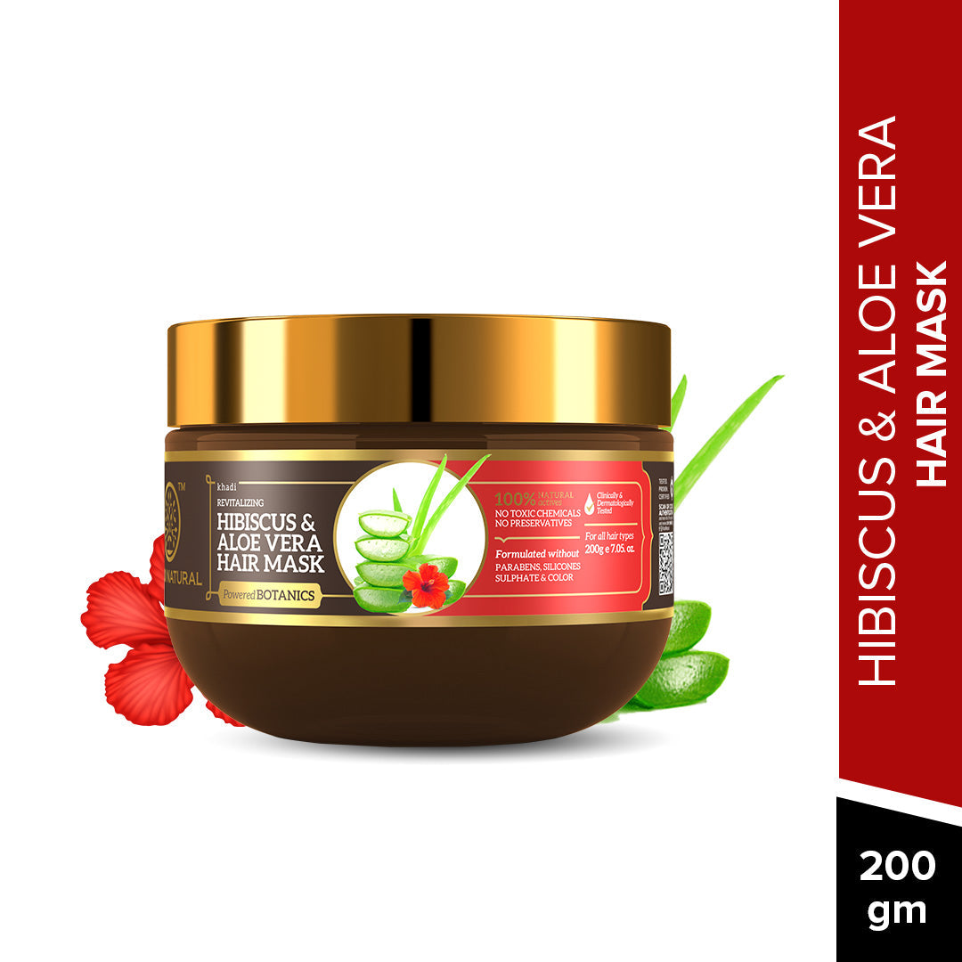 Khadi Natural Hibiscus & Aloe Vera Hair Mask - SLS, Parabens & Color Free - 200gm