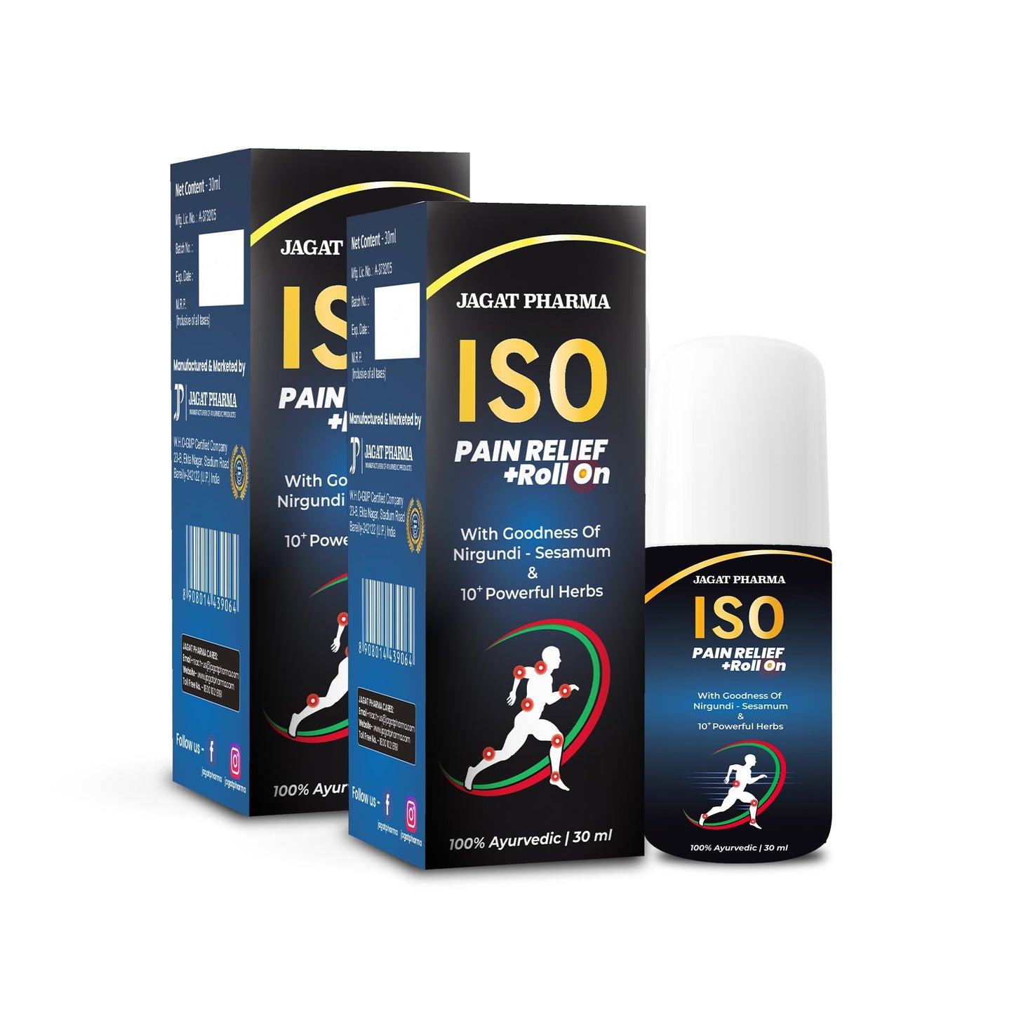 Jagat Pharma ISO Pain Relief Roll On | Swadesiicart
