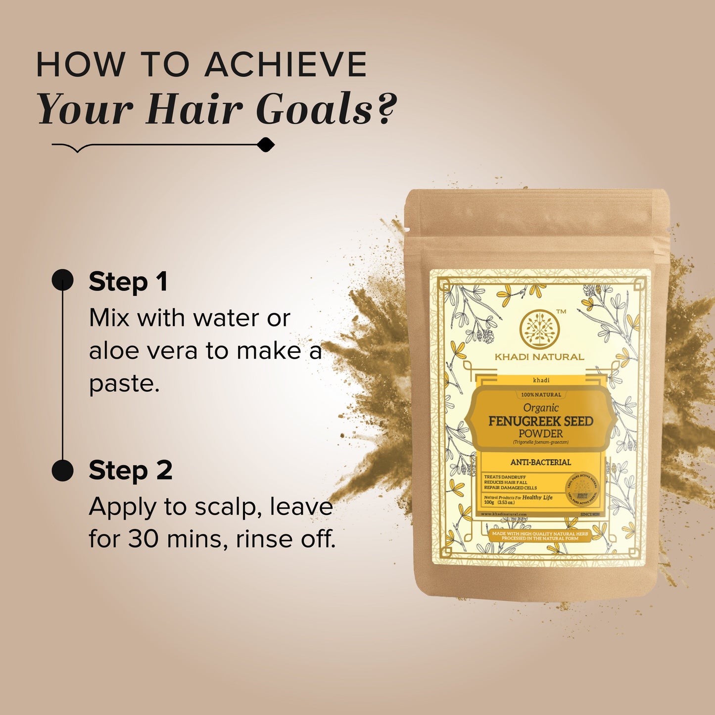 Khadi Natural Organic Fenugreek Seed Powder For Hair Care 100% Natural - 100gm