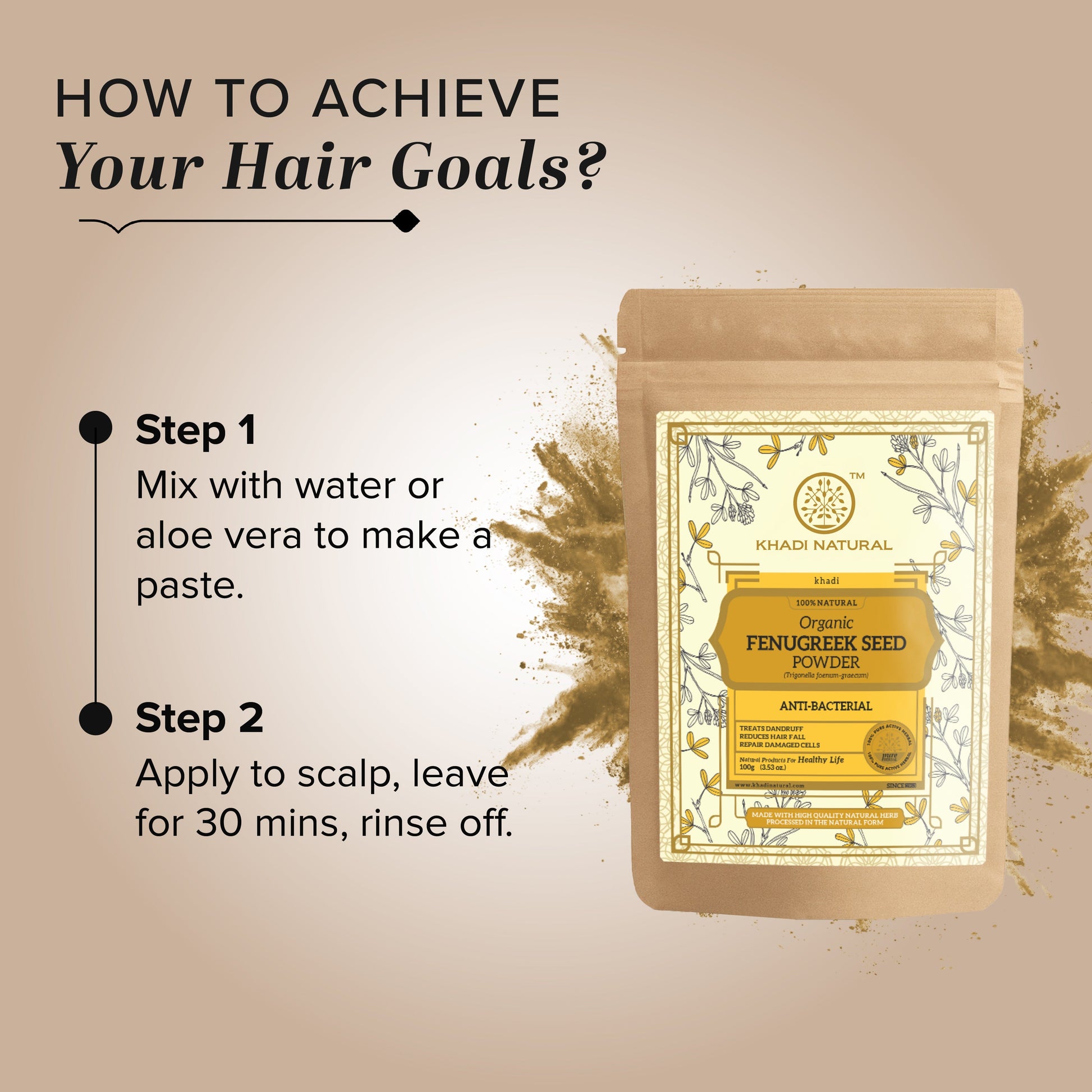 Khadi Natural Organic Fenugreek Seed Powder For Hair Care 100% Natural - 100gm