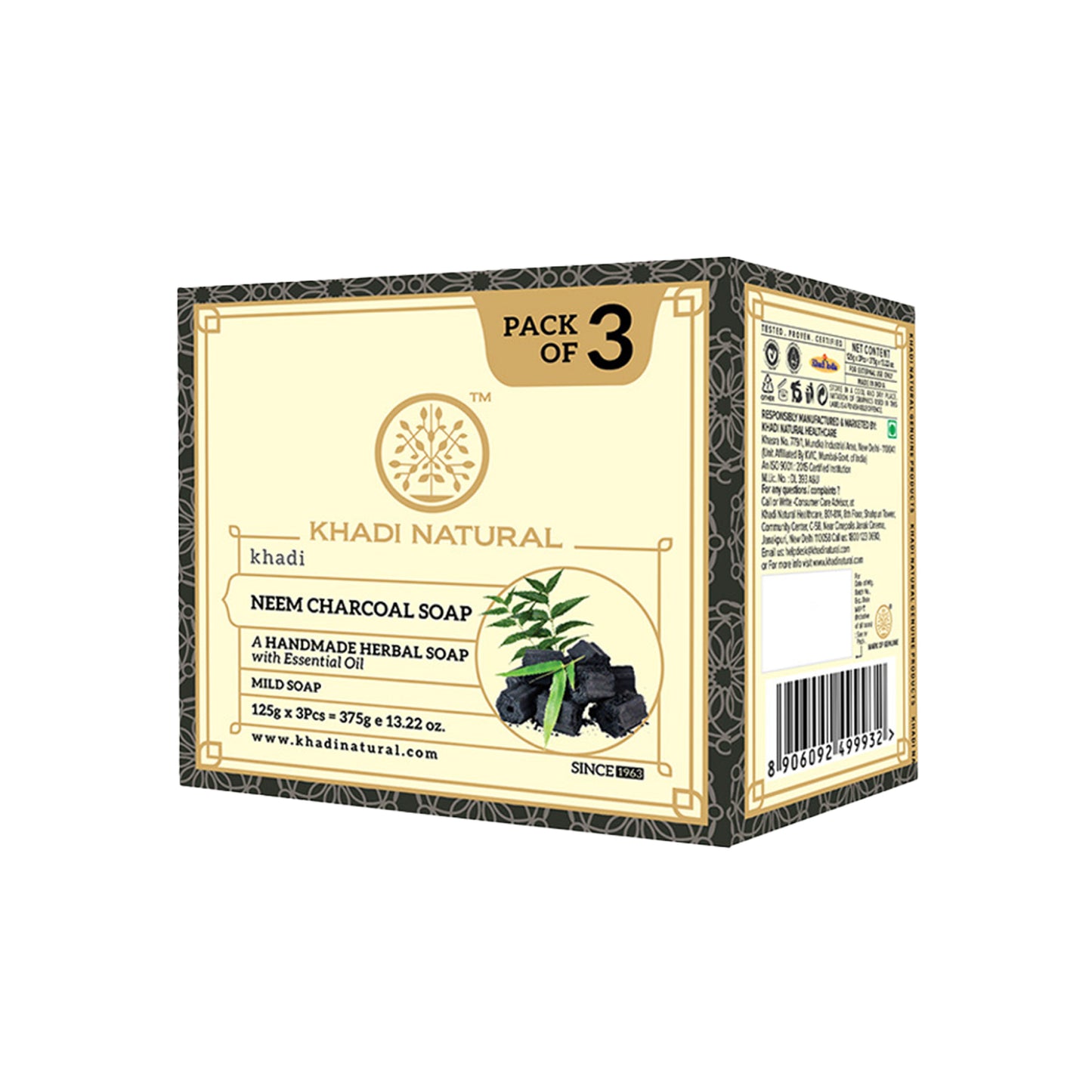 Khadi Natural Neem Charcoal Soap - 125gm