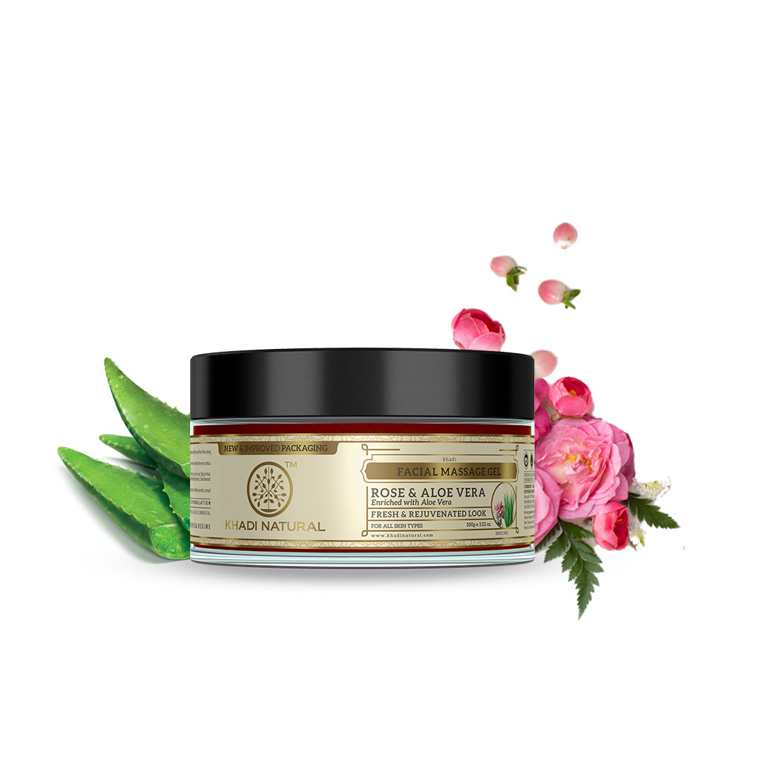Khadi Natural Rose & Aloevera Facial Massage Gel - 100gm