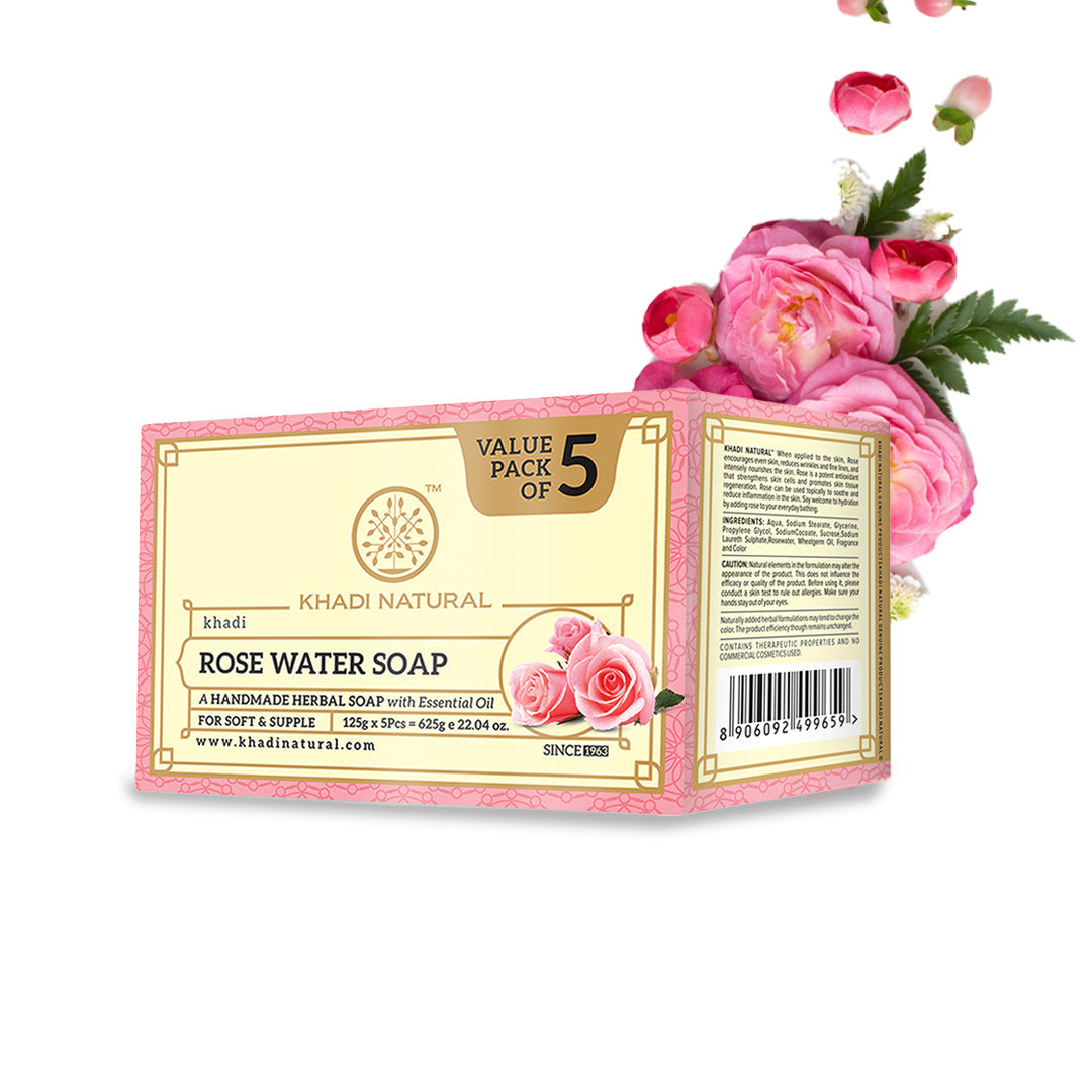 Khadi Natural Rosewater Soap Combo Pack Of 5 – 125gm Each