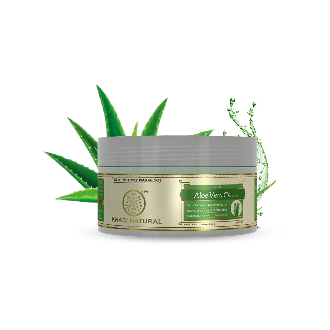 Khadi Natural Aloe Vera (Green) Facial Massage Gel With Licorice & Cucumber Extracts - Fresh & Hydrated - 200gm