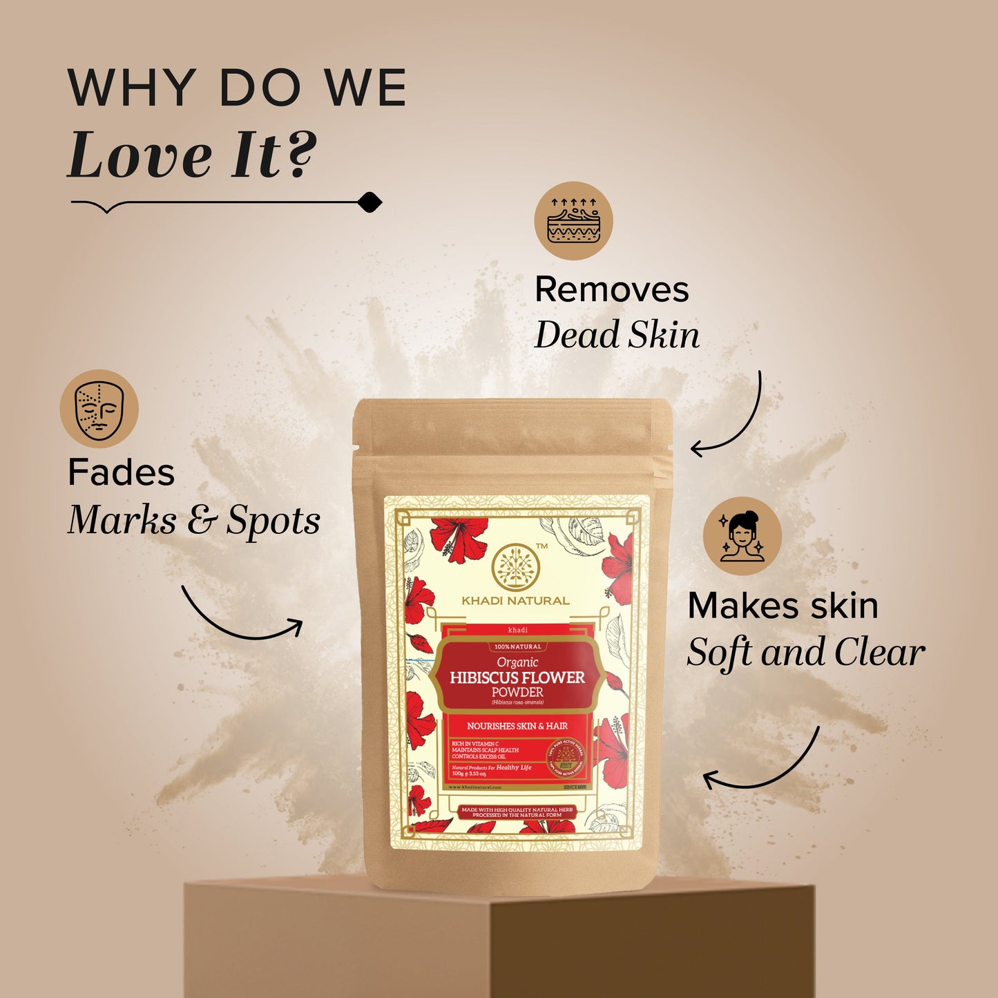 Khadi Natural Organic Hibiscus Flower Powder For Hair - 100% Natural - 100gm