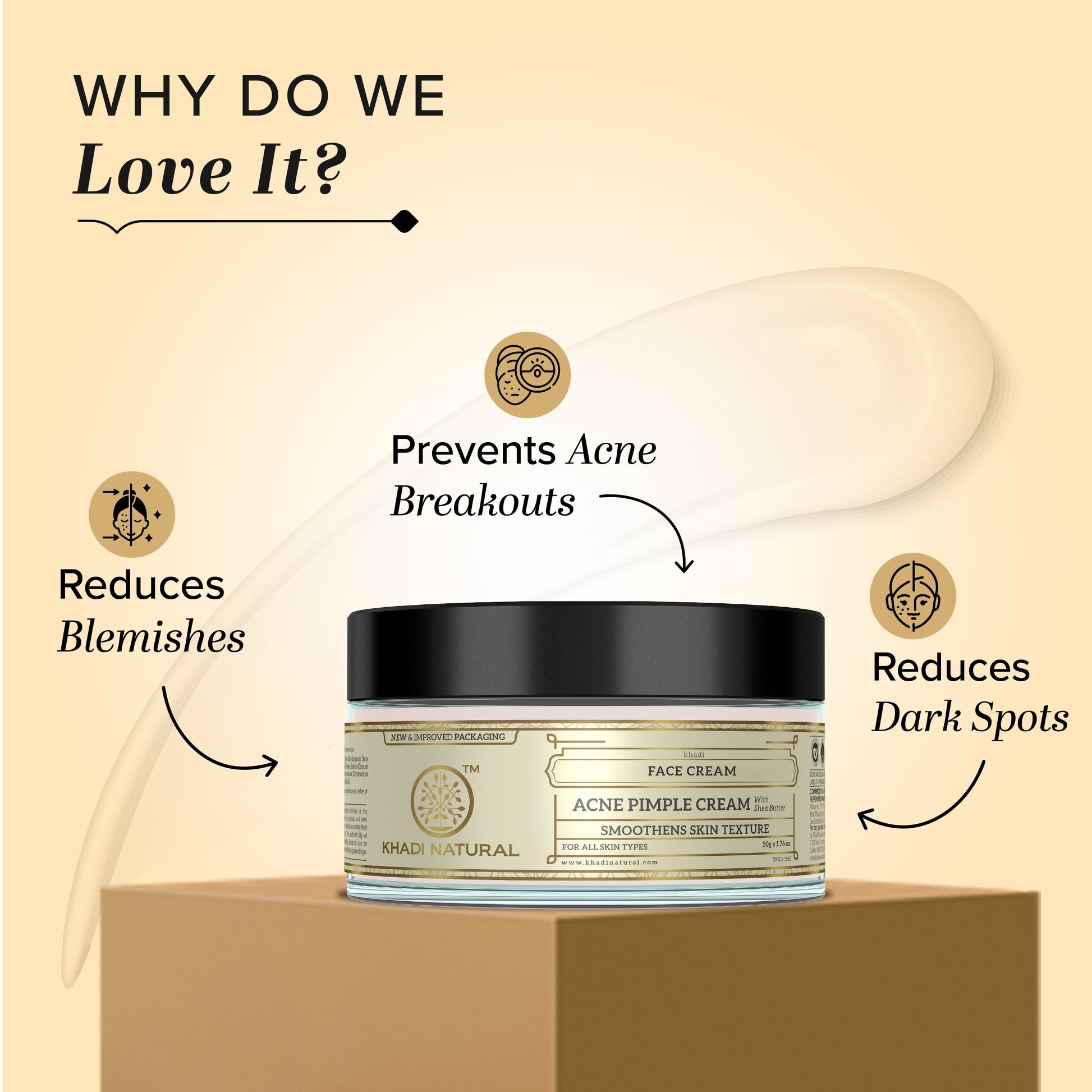 Khadi Natural Herbal Acne Pimple Cream - 50gm