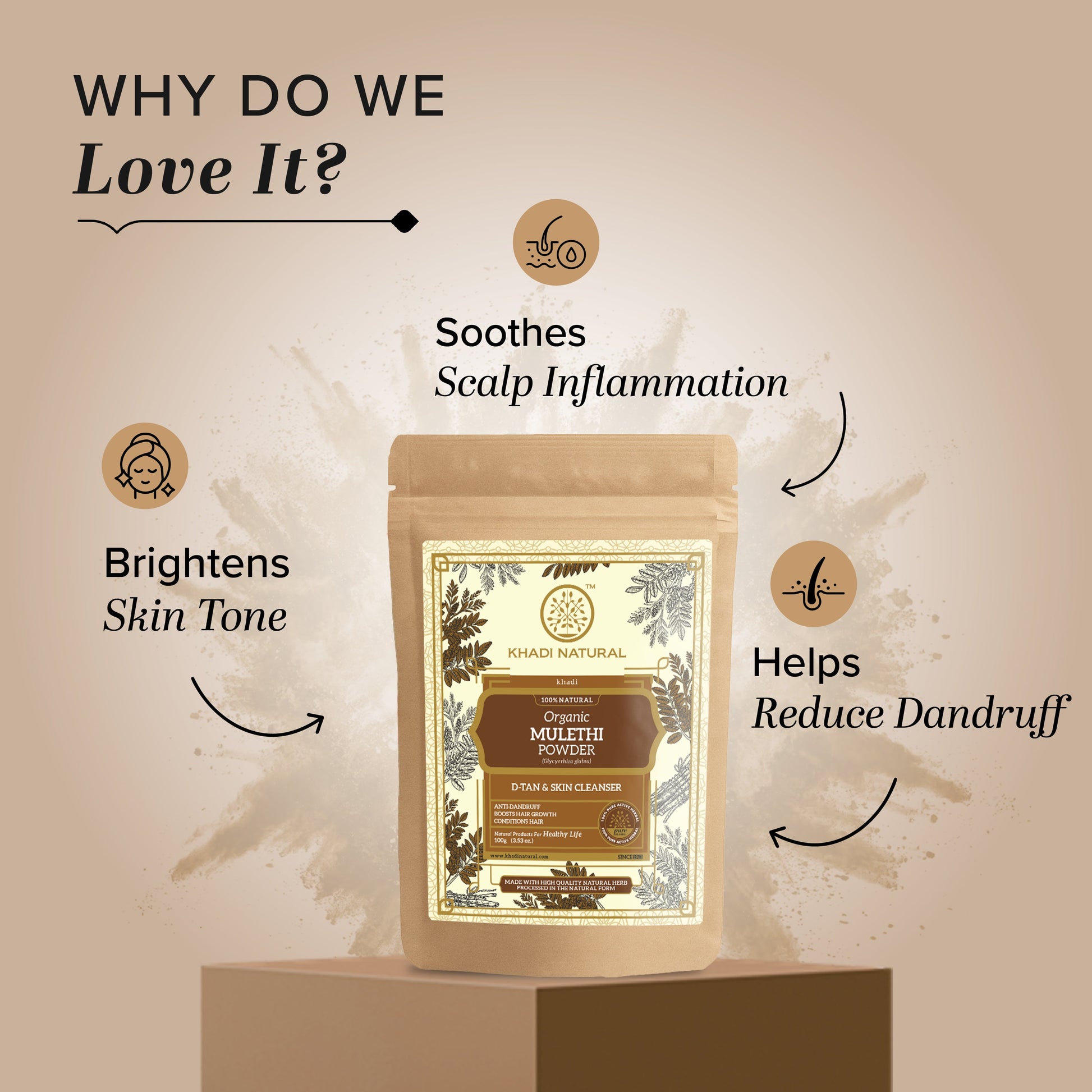 Khadi Natural Organic Mulethi Powder For Hair - 100% Natural - 100gm