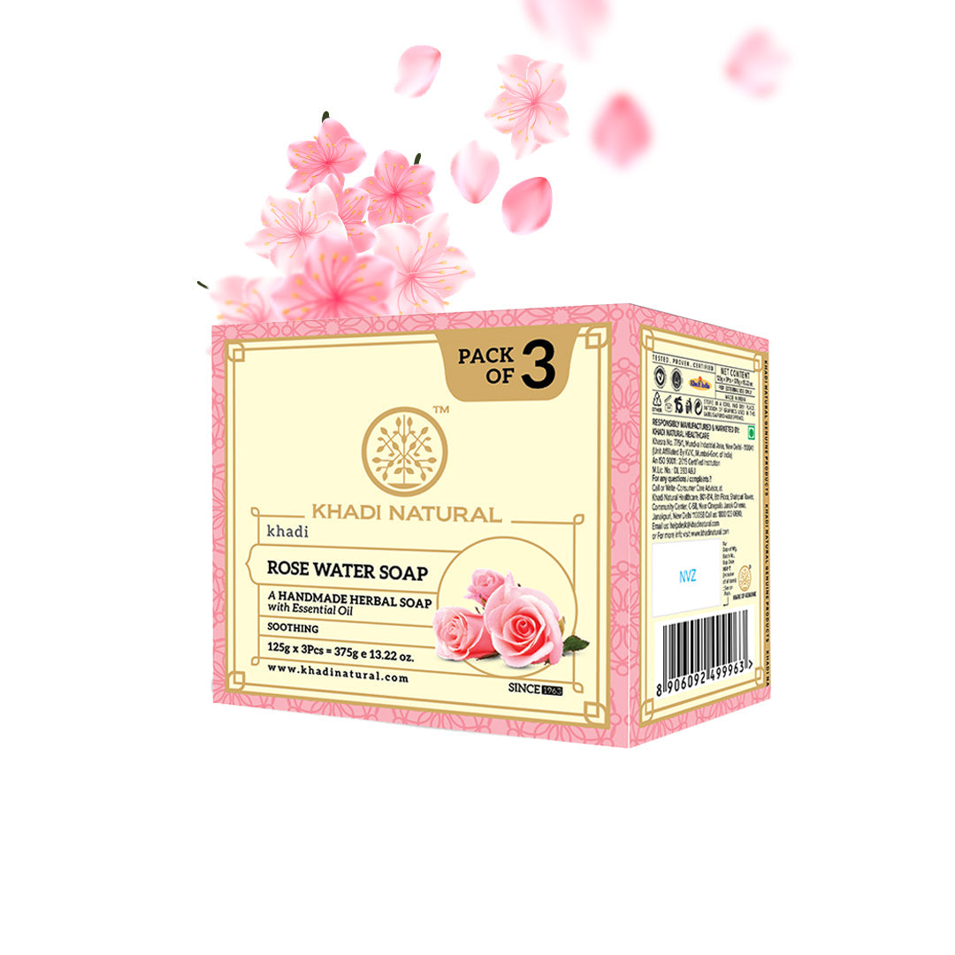Khadi Natural Rosewater Soap Combo Pack Of 3 – 125gm Each