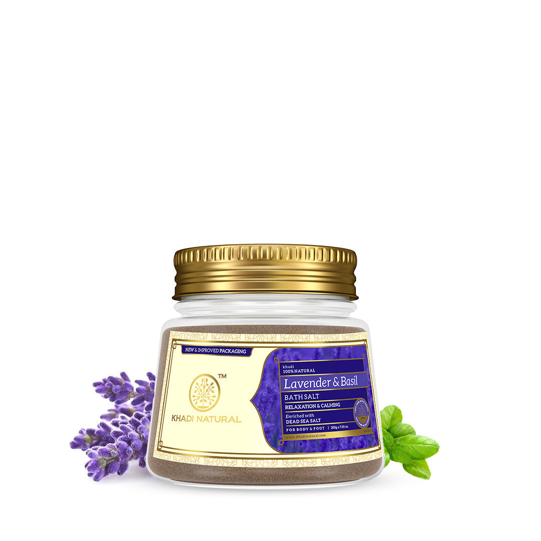 Khadi Natural Lavender & Basil Bath Salt - 200gm