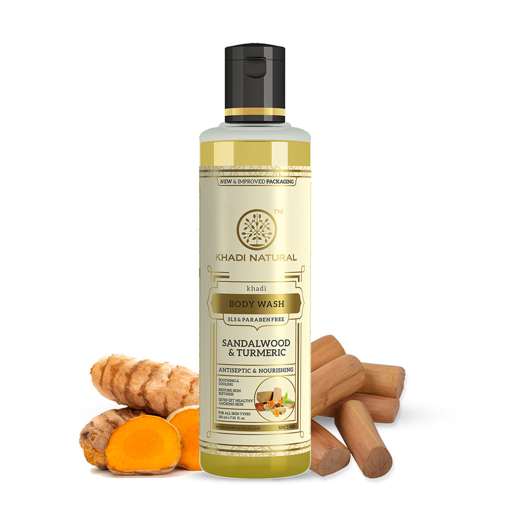 Khadi Natural Sandalwood & Turmeric Body Wash SLS & Paraben Free - 210ml