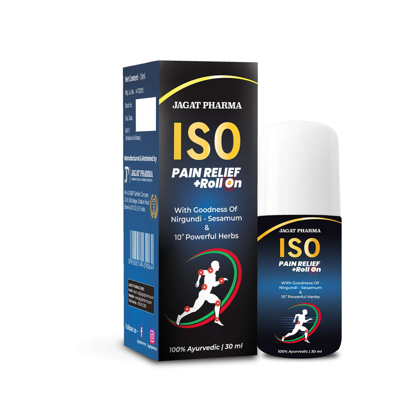 Jagat Pharma ISO Pain Relief Roll On | Swadesiicart