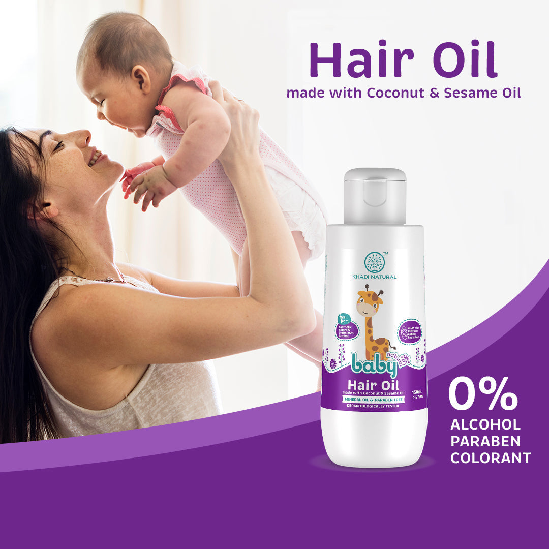 Khadi Natural Baby Hair Oil with Coconut and Sesame Oil for Hair Growth - 150ml